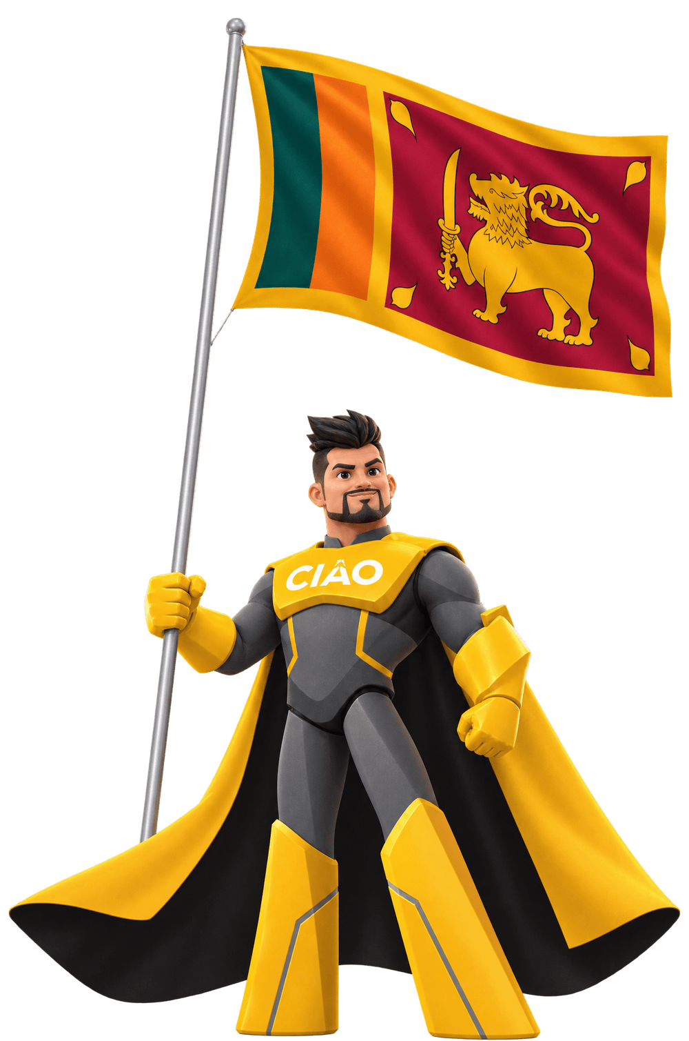 Captain CIAO con la bandiera dello Sri Lanka